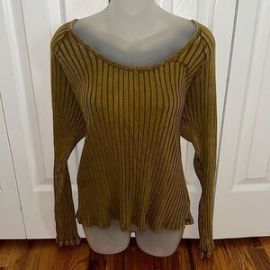 Knox Rose Cotton Spandex Blend Long Sleeve Olive Top Shirt Blouse XXL NWT